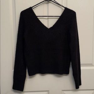Off the shoulder v-neck black sweater